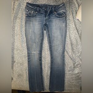 Distressed Light Wash Sequin Miss Me Boot Cut Jeans